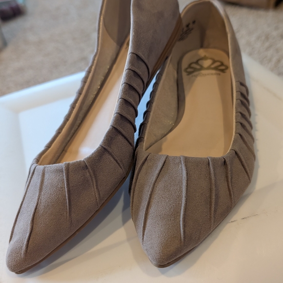 Fergalicious Taupe Pleated Flats - Picture 2 of 8